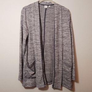 Gap Gray and Navy Blue Stripe Soft Long Cardigan S